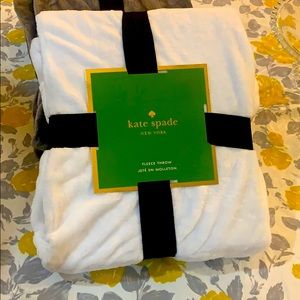 Kate Spade white fleece throw